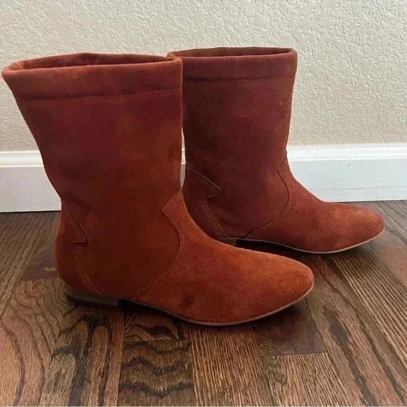 Free People Ashville Slouchy Suede Leather Ankle Boots Size 36, US 6 Rust 935296 - Picture 13 of 16